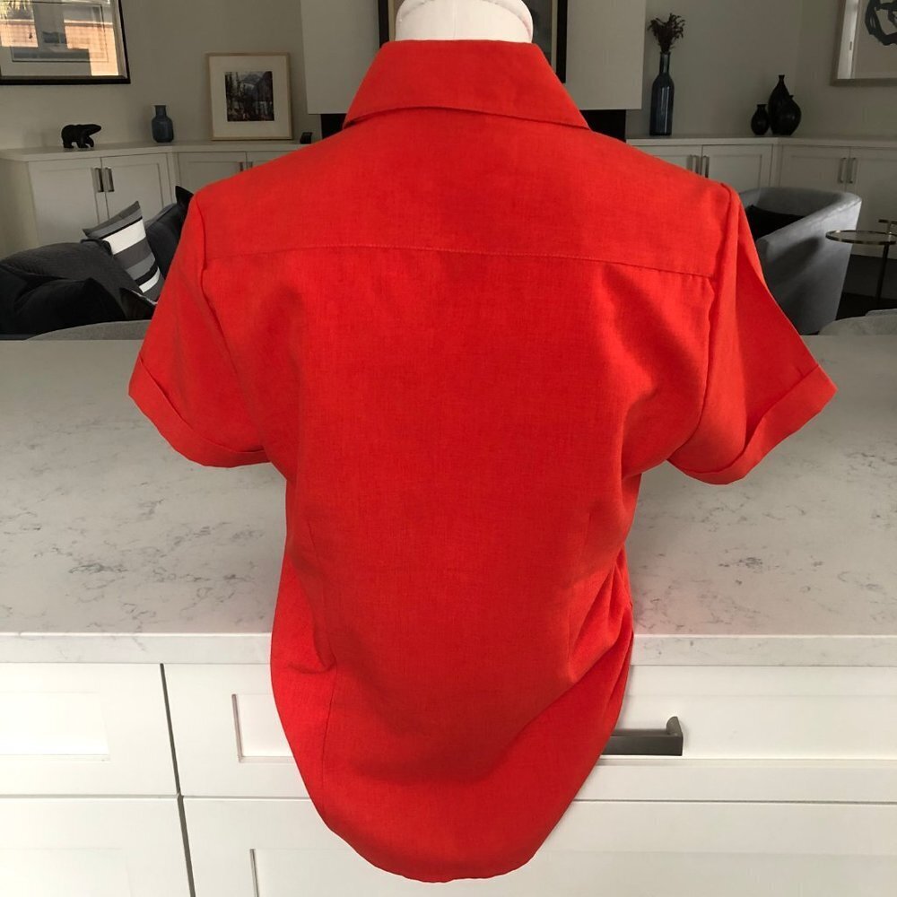 Haggar Casual Short Sleeve Button Down Polyester Shirt Orange/Red Sz S NWOT - Picture 6 of 10